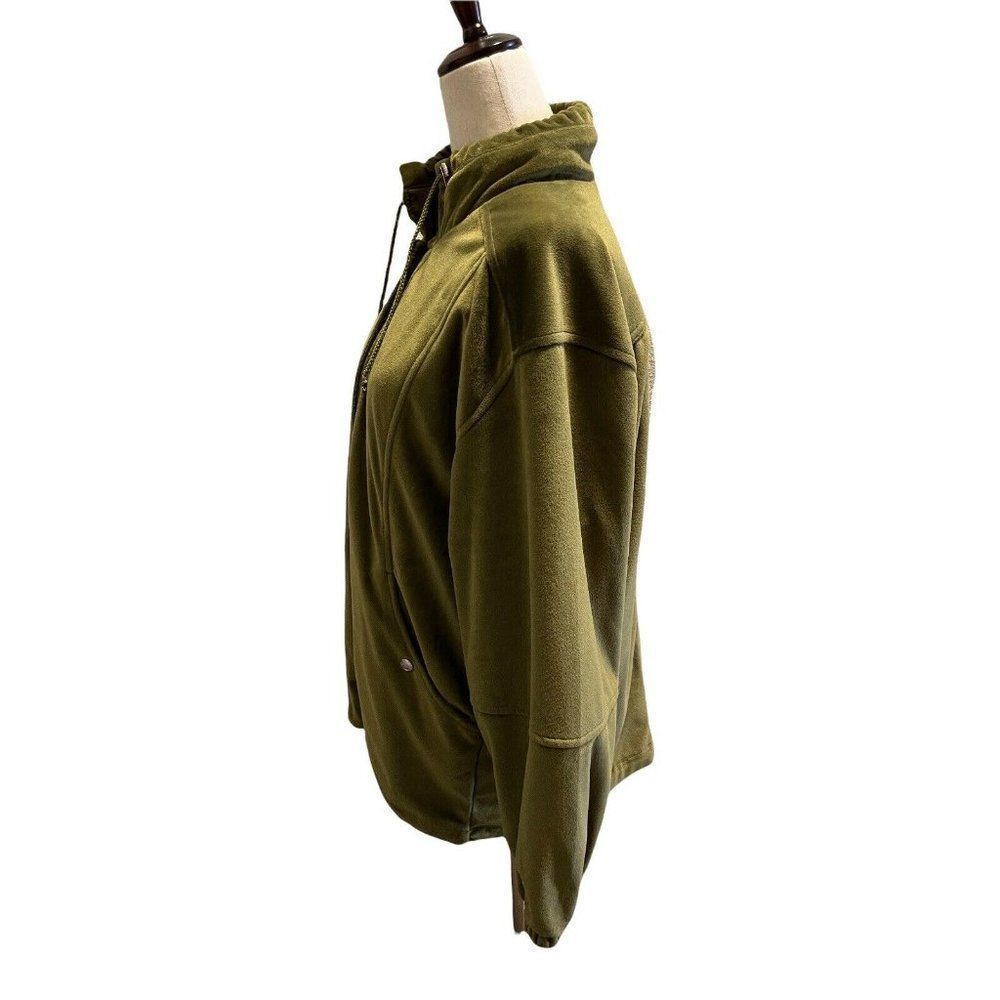 CS Signature Womens Medium Coat Windbreaker Reversible Jacket Green Poly Nylon - Picture 2 of 9